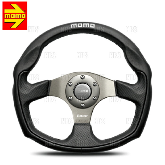 MOMO モモ LUCE ルーチェ& オプションリング 350mm ブラックレザー ダークグレースポーク (L-1-MPST-058|エービーエムストア