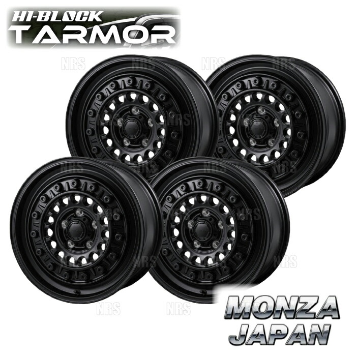 MONZA モンツァ HI-BLOCK TARMOR (4本セット) 6.0J x 16 インセット-5 PCD139.7 5穴 サテンブラック (TARMOR-601605-SBK-4S