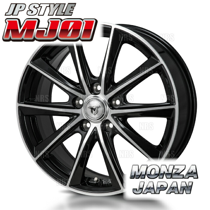 MONZA モンツァ JP STYLE MJ01 (4本セット) 6.5J x 16 インセット+48 PCD114.3 5穴 ブラックメタリック/ポリッシュ (MJ01-651648-114-4S