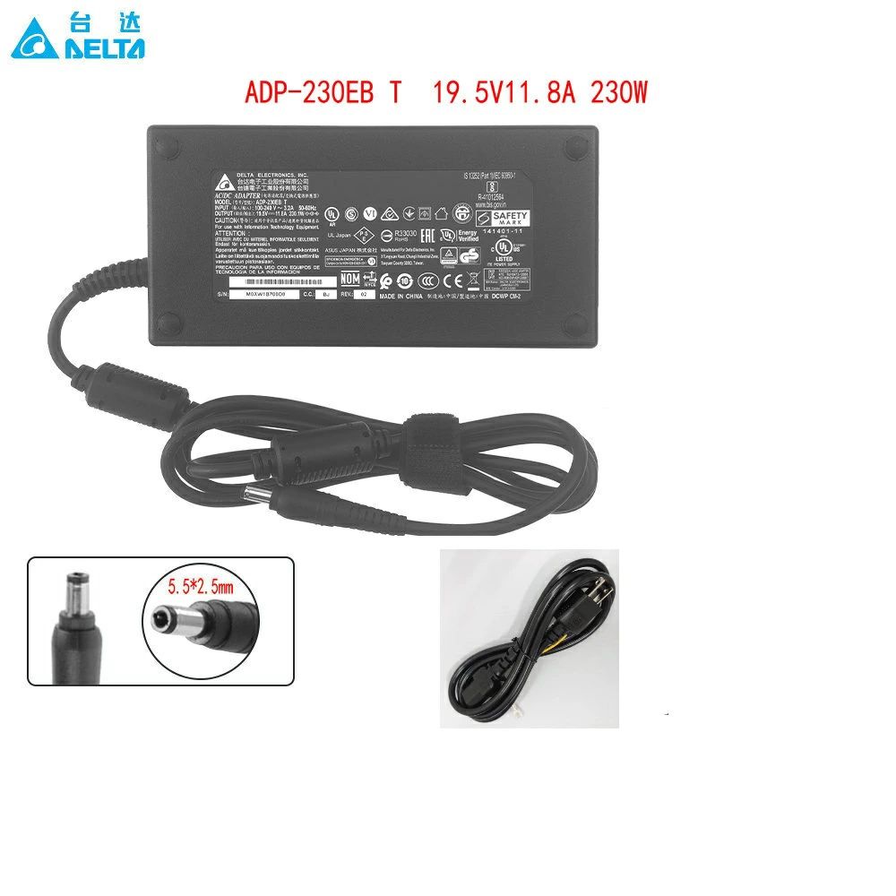 【PSE認証済み】純正新品 DELTA マウスコンピュータ・ASUS・MSI 用 19.5V 11.8A 230W 電源アダプタ ADP-230EB T ACアダプター 電源ケーブル付属 コネクタサイズ：5.5mm*2.5mm丸タイプ Chicony A