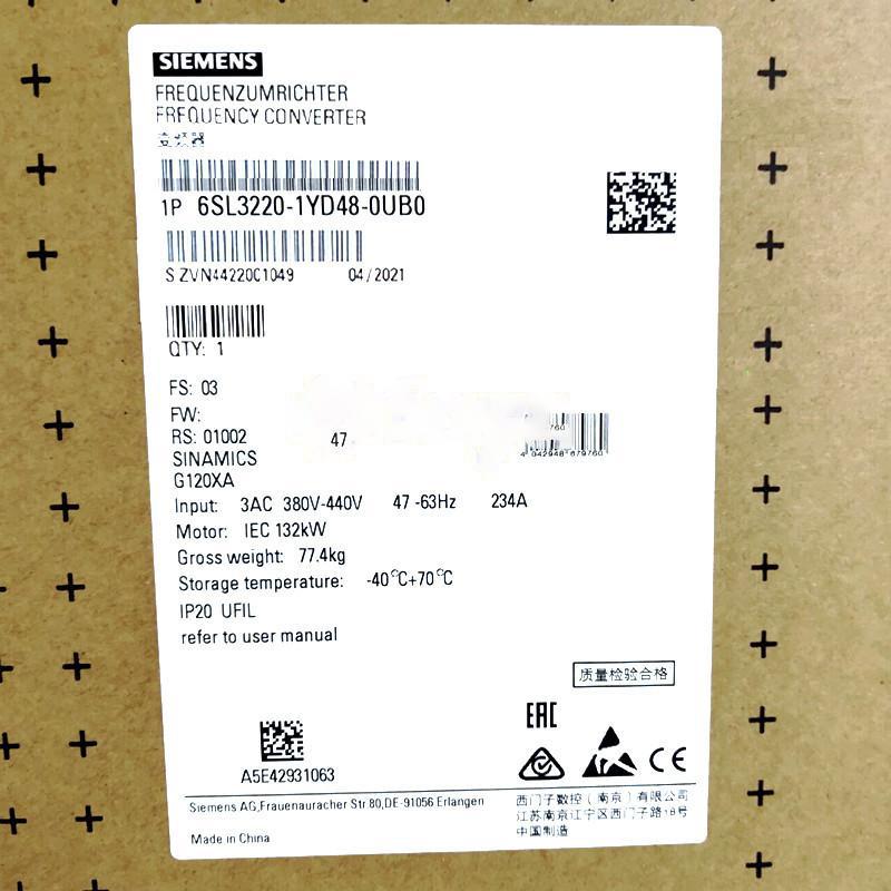 【新品 適格請求書発行可 】SIEMENS シーメンス インバータ 6SL3220-2YD48-0UB0 G120XA 440V 132kW【６ヶ月保証】