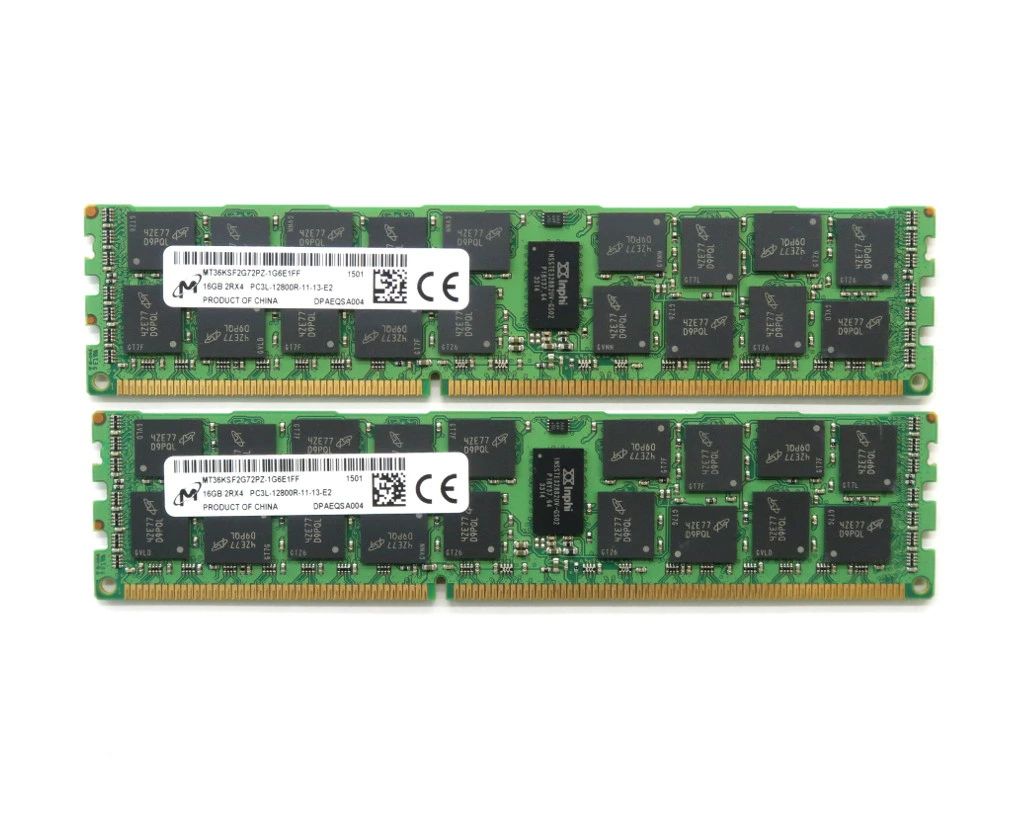 Micron 16GBx2枚書き割り32GB分 パソコン3L-12800R DDR3L Registered ECC DELL Precision T3600/T5600/T7600 hp Z820等相応う 【中古】【20210224