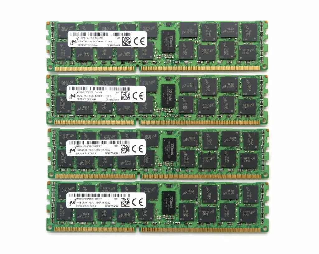 Micron 16GBx4枚セット64GB分 PC3L-12800R DDR3L Registered ECC DELL Precision T3600/T5600/T7600 hp Z820等対応 【中古】【20210224