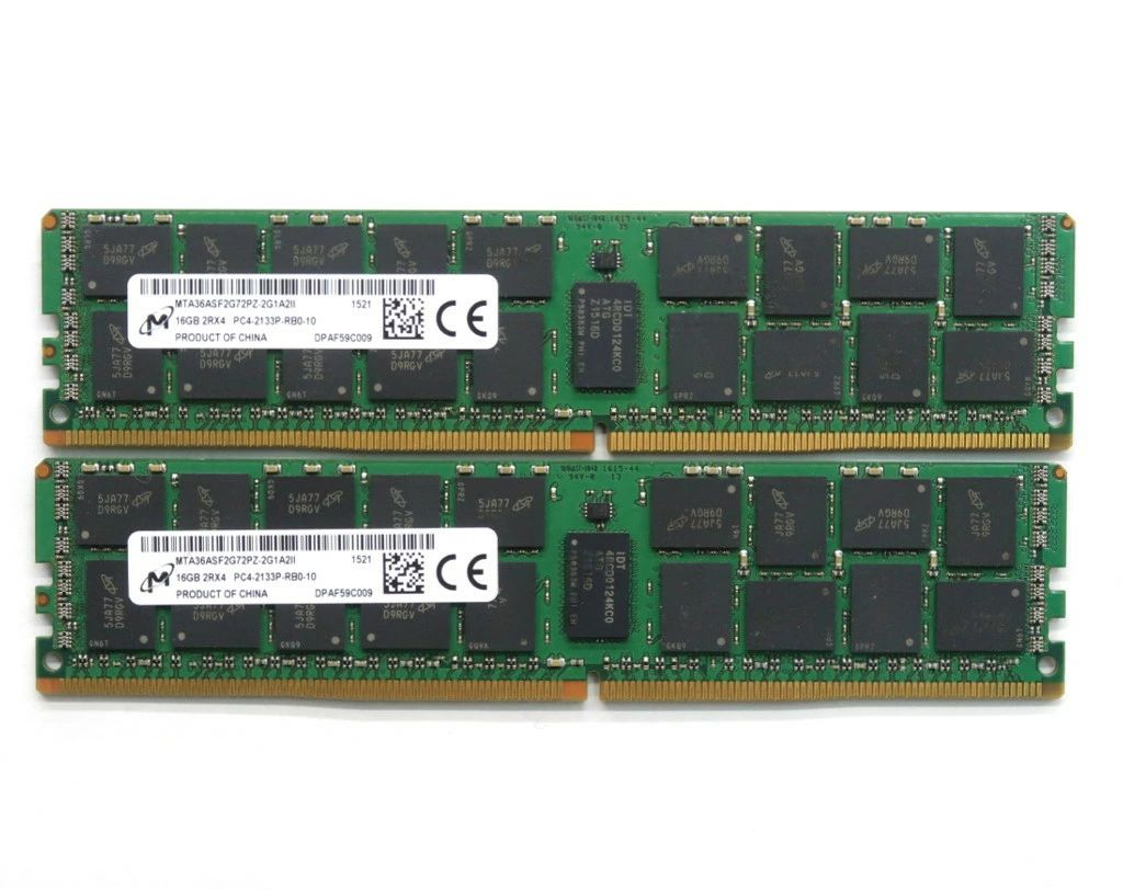 Micron 16GBx2枚書き割り32GB分 パソコン4-2133P-R DDR4 Registered ECC T5810/7810/7910 hp Z440/640/840等相応う 【中古】【20210325】
