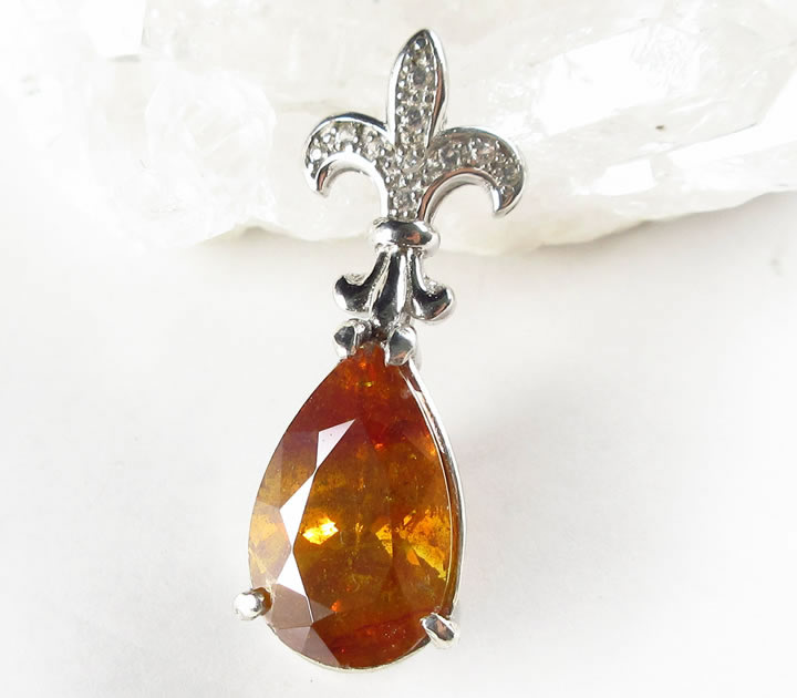 スファレライト 7.3ct ペア デザイン ペンダント シルバー925 ロジウムメッキ加工 キュービックジルコニア スペイン産 生命力と成功、金運 P1spha037|ラベンダーストーン