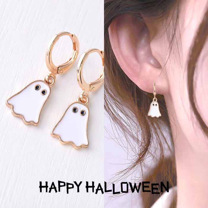 楽天市場】オバケ かぼちゃのピアス ハロウィン かわいい フックピアス