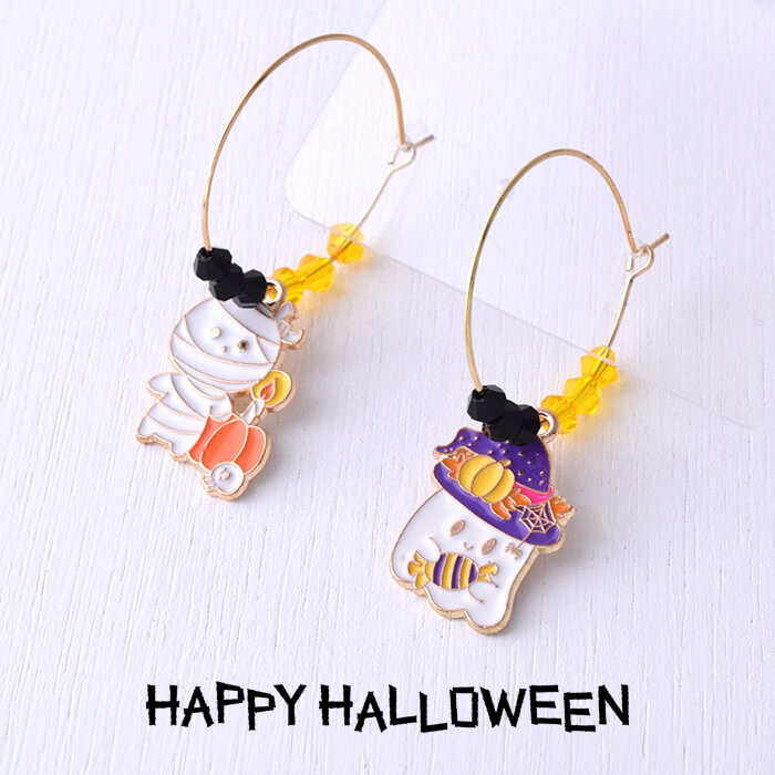 楽天市場】オバケ かぼちゃのピアス ハロウィン かわいい フックピアス