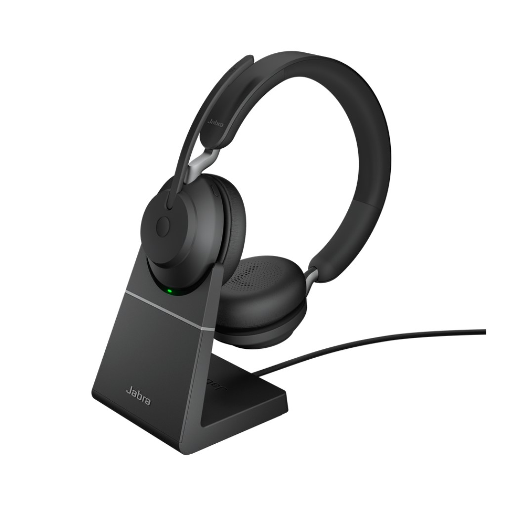 Jabra Evolve2 65 Ms Stereo Usb A Black ヘッドセット マイク付き Bluetooth 無線 両耳 ワイヤレス ノイズキャンセリング テレワーク 会議用 Zoom Teams ヘッドホン パソコン スマホ 音楽 ゲーム 壊れにくい 充電スタンド付 ジャブラ Gn 66 以上節約