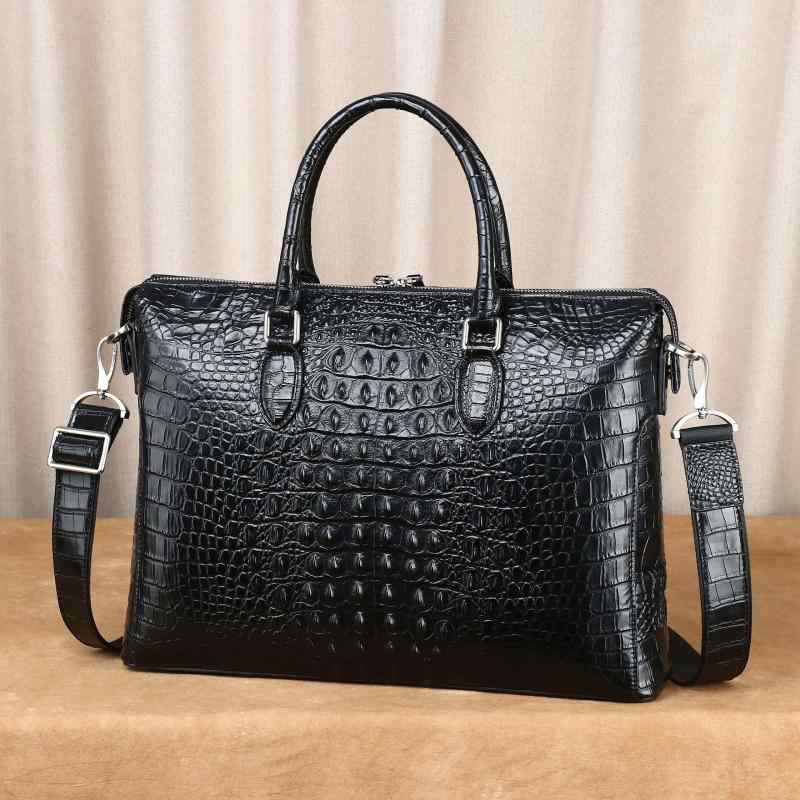 本革 メンズ 商行為御徒面子 牛皮 第一層 クロコダイル柄 型押し ブリーフ入れもの 大静電容量 手さげ 肩かけ 曲がったがけ 13in マイコン 雨合羽 耐摩耗 出張 執務室 ハンドバック シングル 黒 今めかしい かっこいい 差し上げ物 差し上げ物 貨物輸送無料