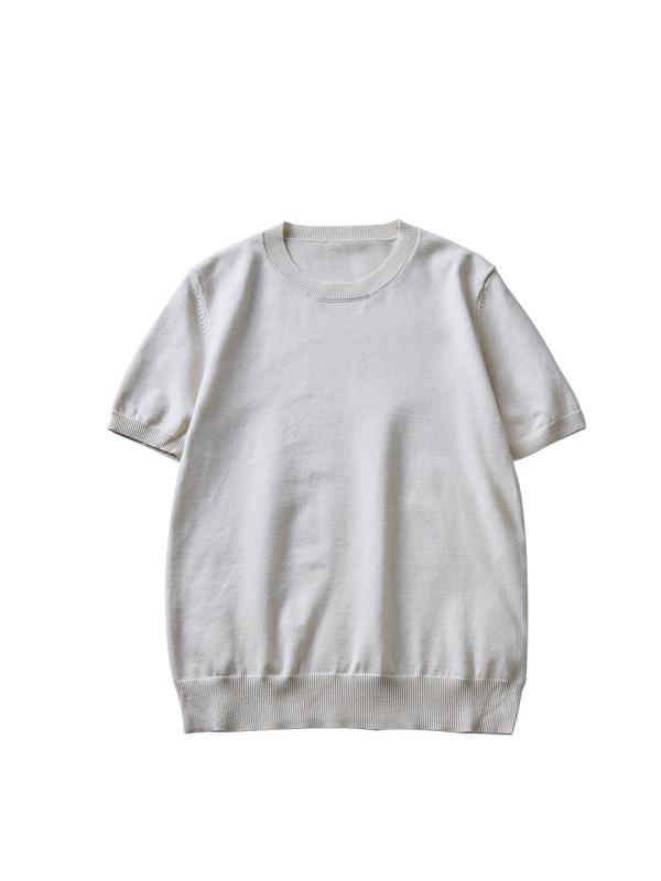 メンズ ニットTシャツ 短袖 秋冬 スリムフィット クルーネック 無地 インナー レイヤード トップス 柔らかい素材 吸湿速乾 普段使い