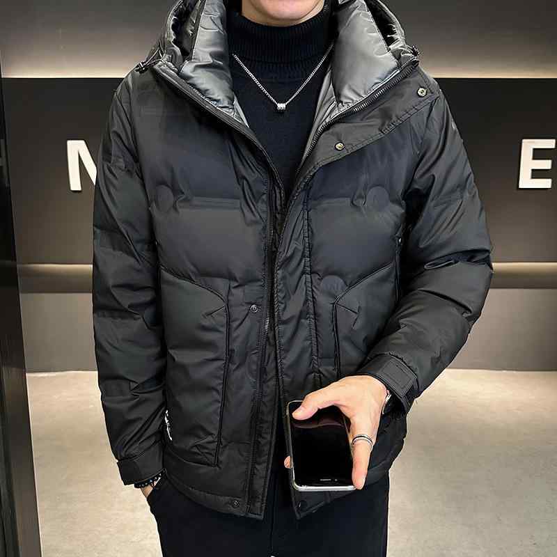 ダウンジャケット メンズ ショート丈 フード付き ベーシック 無地 スポーツ カジュアル アウトドア 秋冬 白鴨ダウン 保温 軽量 暖か 高級感 モダン スタイル コート