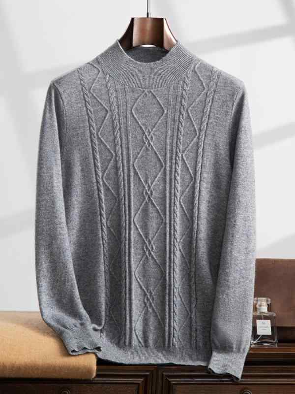 ニット 男性用 秋冬 トップス ハイネック プルオーバー カシミヤ セーター ビジネス カジュアル ゆったり 大きいサイズ 体型カバー 長袖 菱形 ケーブル編み 切り替え 暖かい 防寒 柔らかい 重ね着 着痩せ 快適 シンプル 高級感 厚手 防風 無地 ｜アクセルジャパン 12,802円