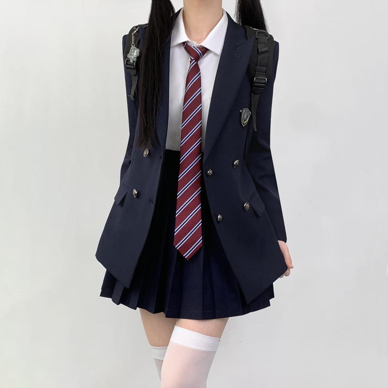 女子 学院風 制服 ダブルブレスト ブレザー セット 春秋 通学用 学生スタイル スクールウェア 風|アクセルジャパン
