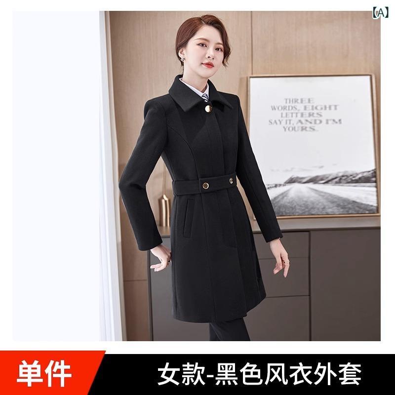 レディース 秋冬 ウール コート 厚手 ロング丈 ビジネス 制服 サービス業 通勤用 暖か フォーマル 受付 フロントデスク 作業服