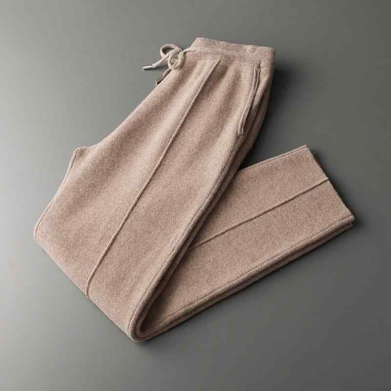 パンツ メンズ 秋冬 羊毛 カシミヤ 厚手 高伸縮 ニット スウェット ジョガー ロング丈 カジュアル 普段使い スポーツ 保温性 柔軟性 暖か 防寒 素材 快適 高級感 セット