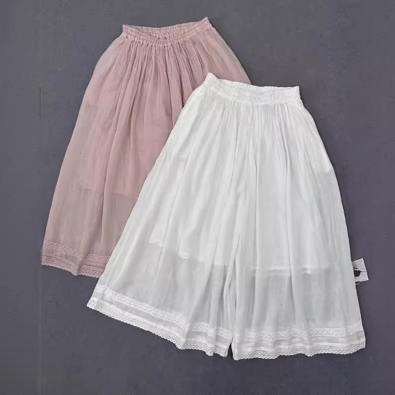 レディース ワイドパンツ 夏用 コットン ゆったり ビッグシルエット 日系 ナチュラル スタイル 肉隠し 遮瑕 脚長効果 通勤 普段使い 軽量 伸縮性 吸湿速乾 ブラック ピンク系 アイボリー｜アクセルジャパン