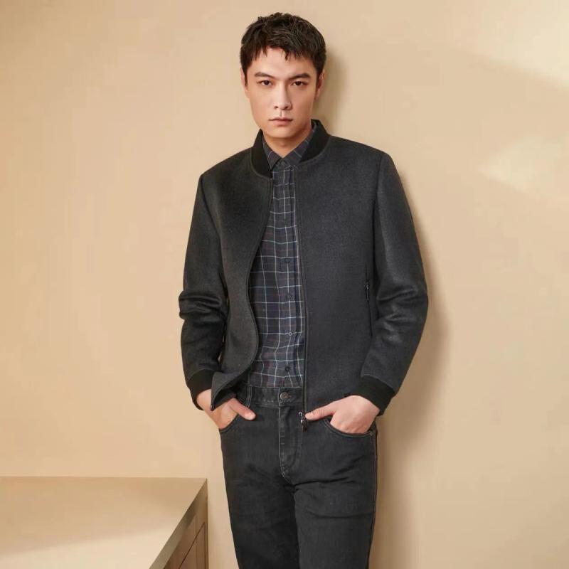 メンズ 秋 ウール 立襟 ジャケット 野球領 滑らか シンプル ハリ 有型 毛織り アウター コート スタイリッシュ 暖か 通勤 普段使い