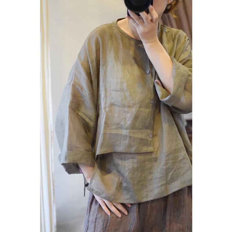 レディース シャツ 夏用 ラミー 薄手 軽量 通気性 吸湿速乾 ビンテージ 中国風 帯付き トップス カジュアル スタイル｜アクセルジャパン 9,933円