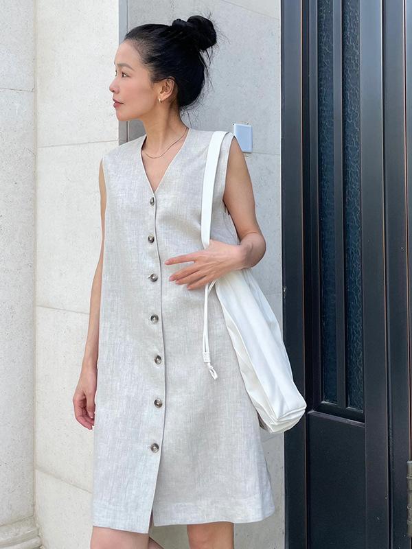 ロングスコート 綿混素材 麻 2025 夏の レディース ハイエンド お召しもの 標準尺度填まる リネン 綿織物 交ぜあわせる たわい無い コウモリ傘 スコート ベージュ薄墨色