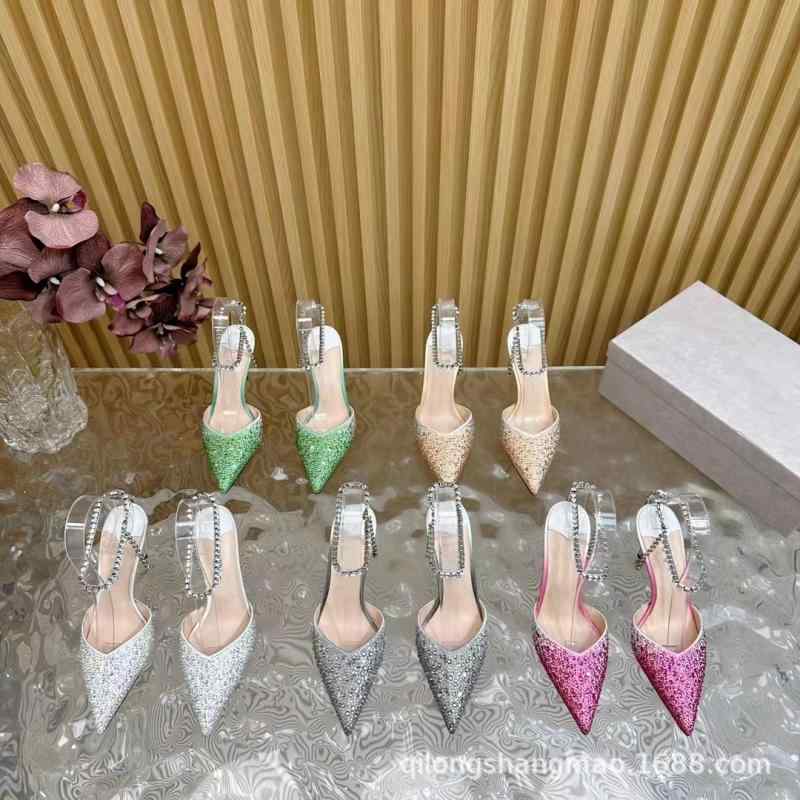 サンダル レディース パンプス ヒール ミュール 靴 婦人靴 ポインテッドトゥ ハイヒール 痛くない 歩きやすい 走れる 疲れにくい 美脚 撥水 きれいめ 細ヒール 包頭 スリッポン キラキラ チェーン ビジュー クッション性 疲れにくい クッション 履き｜アクセルジャパン 26,061円