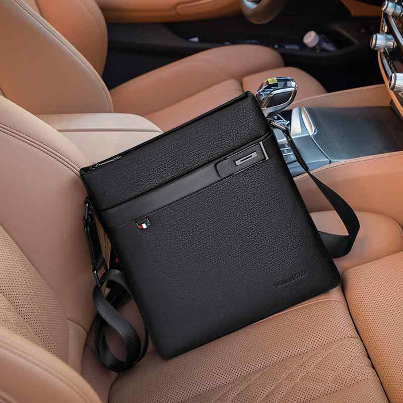 ショルダーバッグ メンズ 男性用 鞄 革 レザー 斜め掛け ボディバッグ メッセンジャーバッグ 肩掛け 通勤用 通学用 普段使い ビジネスバッグ 小さめ コンパクト 軽量 多機能 ポケット付き 収納力 耐久性 高級感 ブラック シンプル カジュアル お|アクセルジャパン