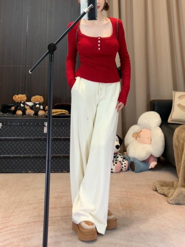 レディース カジュアルパンツ ふわふわ 柔らか素材 起毛 二層 暖か 単色 シンプル 秋用 ゆったり シルエット 普段使い 伸縮性|アクセルジャパン