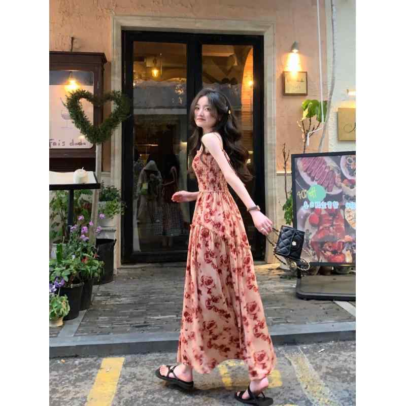 ワンピース レディース 花柄 レースアップ Aライン ロング丈 春夏用 サマーワンピース リゾートワンピース 魅惑的 エレガント フェミニン系 きれいめ系 大人女子 上品 きれいめカジュアル 体系カバー 大きいサイズ ゆったり 着痩せ 細見え お腹周り 二｜アクセルジャパン