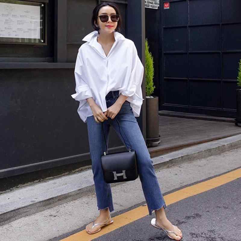 トップス レディース 長袖シャツ ホワイト チュニック丈 蝙蝠袖 ゆったりシルエット 綿 ファッション 体系カバー 大きいサイズ 体型カバー｜アクセルジャパン