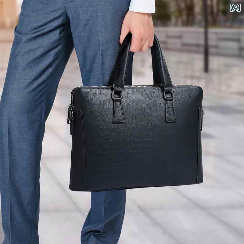 バッグ メンズ 鞄 男性用 ビジネスバッグ ブリーフケース ハンドバッグ 革 牛革 高級感 レザー 手提げ 通勤用 通学用 大容量 多機能 ポケット付き 耐久性 丈夫 シンプル カジュアル 大人 オフィスカジュアル 上品 おしゃれ ビジネスアイテム 就|アクセルジャパン