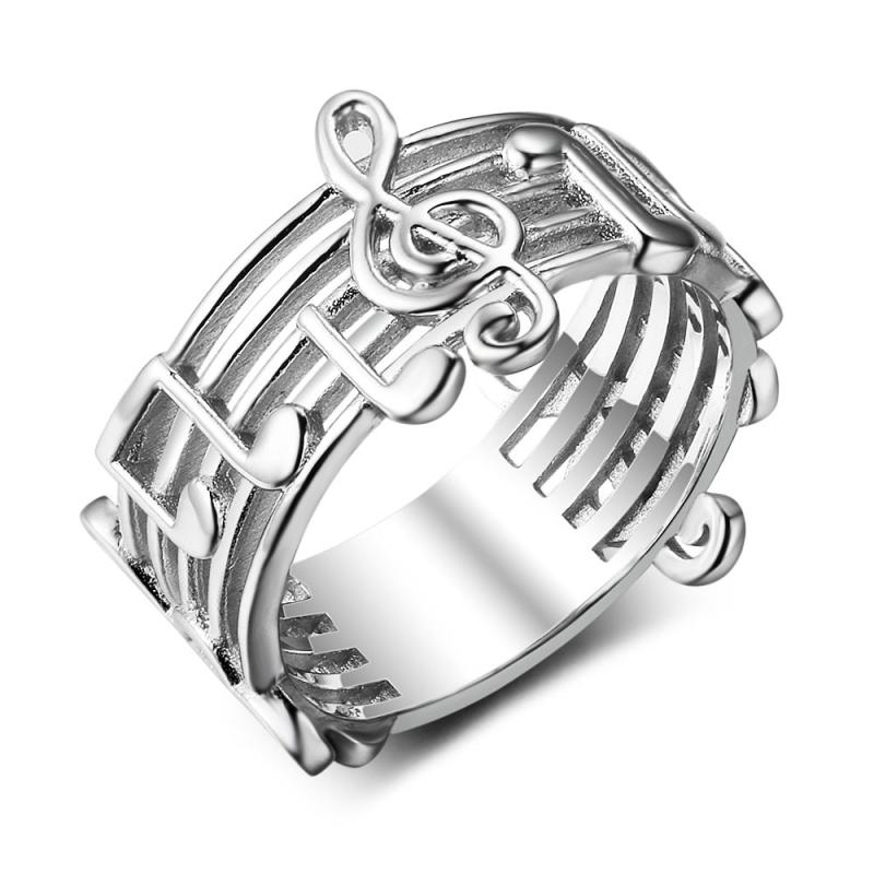 指輪 レディース S925銀 シルバー 925 音符モチーフ シンプル おしゃれ ファッションリング アクセサリー ジュエリー 上品 かわいい ギフト 贈り物 普段使い 通勤用 カジュアル プレゼント シルバーリング ジルコニア 調節可能 フリー｜アクセルジャパン