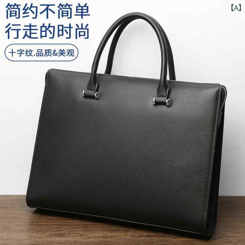 バッグ 男性用 鞄 ビジネスバッグ 通勤用 ブリーフケース 革 レザー 牛革 大容量 PC収納 仕事用 通勤カバン 営業用 多機能 ショルダーバッグ ハンドバッグ 手提げ鞄 手持ち 斜め掛け 肩掛け 高級感 軽量 書類収納 ビジネススタイル フォーマル|アクセルジャパン