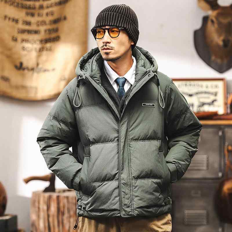 メンズ ダウンジャケット レトロ アメリカンスタイル 厚手 フード付き 防寒 暖か 冬用 アウトドア 普段使い ボリュームシルエット 軽量 保湿 通勤 通年対応|アクセルジャパン