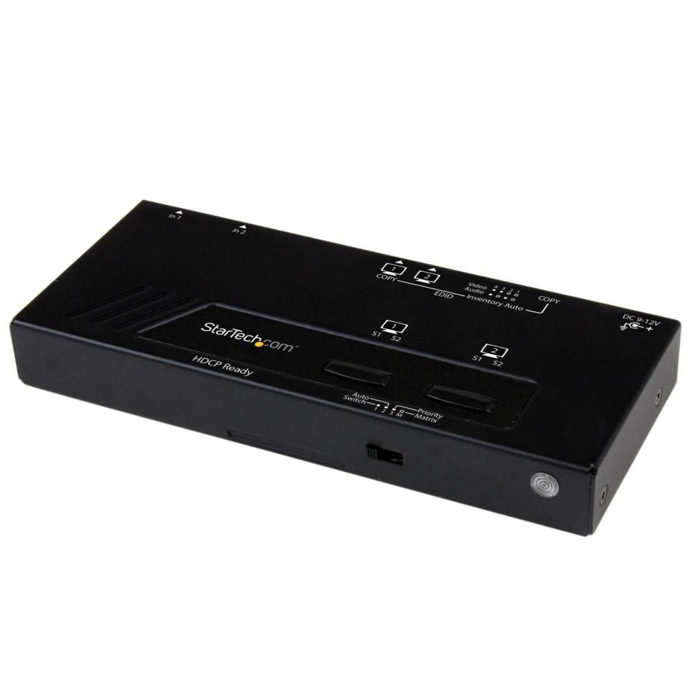 2インプット2最終生産物HDMIマトリックススイッチャーうつり変わり分かち合う器 2x2 HDMIビデオセレクタースプリッター 1080p 自動小銃 優先順位うつり変わり役立つこと付き添い人 はやりっ子テック StarTech.com 1年引き受ける