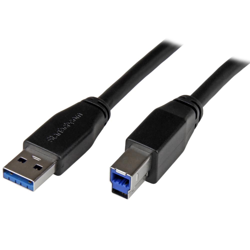 USB 3.0 アクティブリピーターケーブル USB A(オス) - USB B(オス) 5m USB 3.1 Gen 1 (5 Gbps) スターテック StarTech.com 2年保証