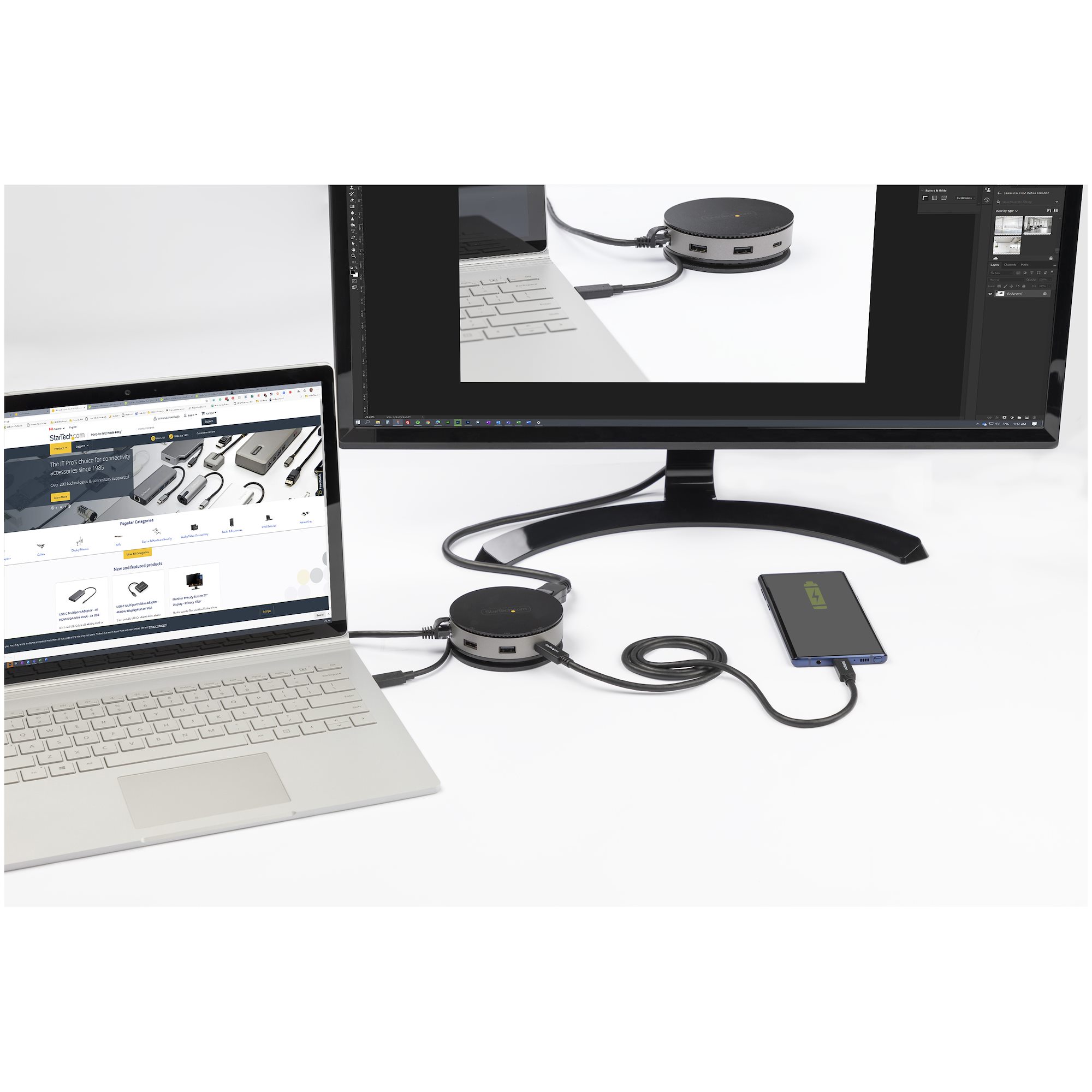 USBType-Cマルチ変換アダプターUSB-CマルチハブUSB3.1Gen2(10Gbps)/HDMIDisplayPort(4K60Hz)、VGA(1080p)/75WUSBPD/3ポートUSBハブ/ギガビット有線LANタイプCトラベルドック送料無料StarTech.com