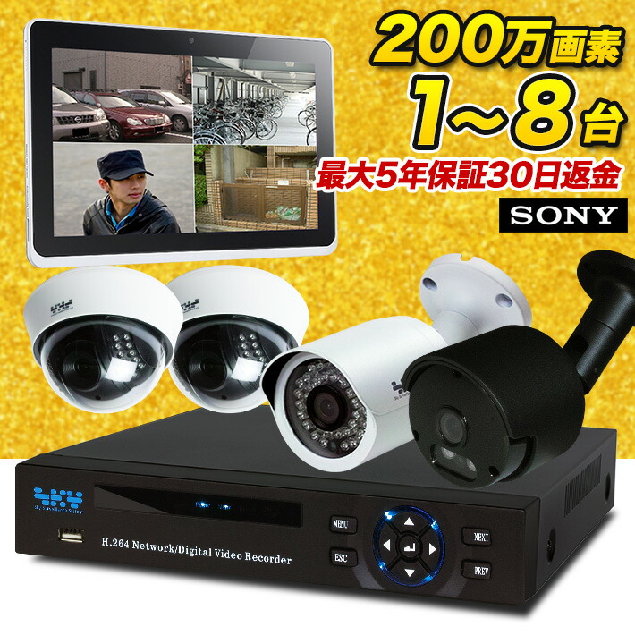防犯カメラ　200万画素　カメラ&録画機セット set-a101.jpg