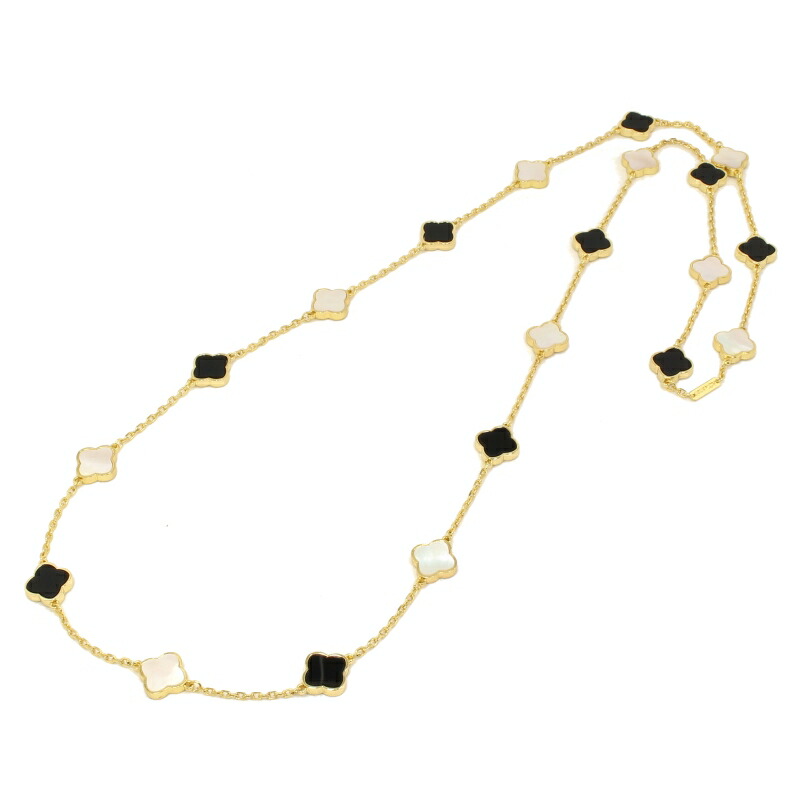 楽天市場】ネックレス クローバー ロングネックレス 黄金花20花両面 黒