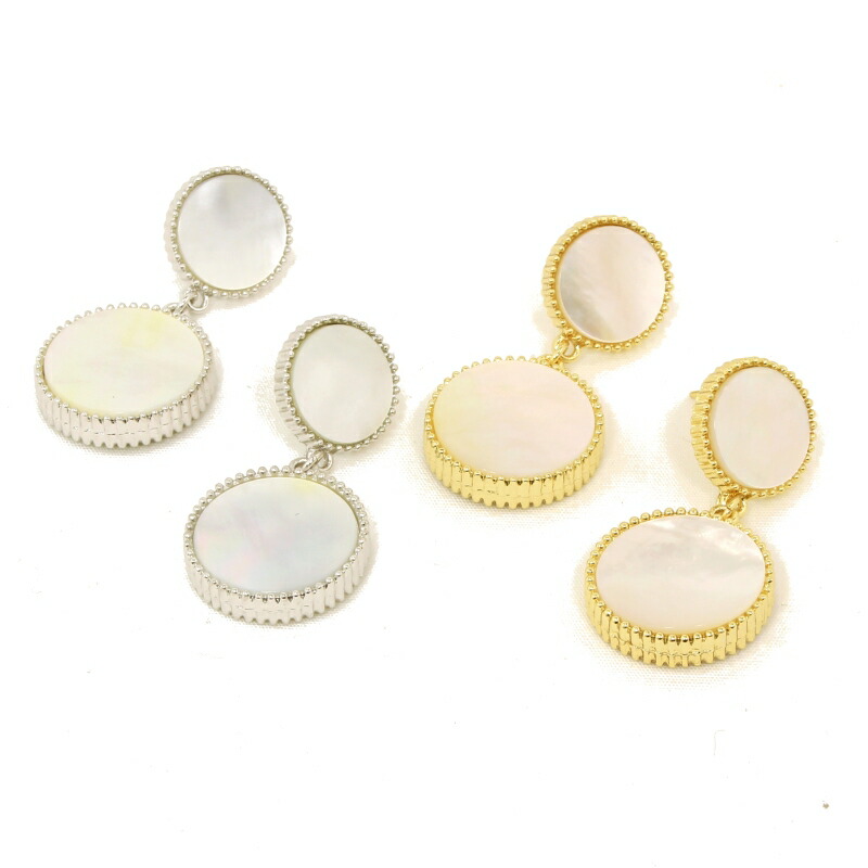 楽天市場】K18YG 白蝶貝 半円ピアス18金 白蝶貝ピアス k18 半球