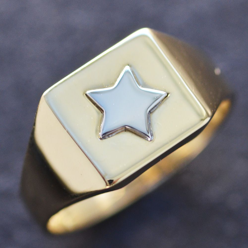 楽天市場】印台リング K18 18K プラチナ コンビ サイコロ スター