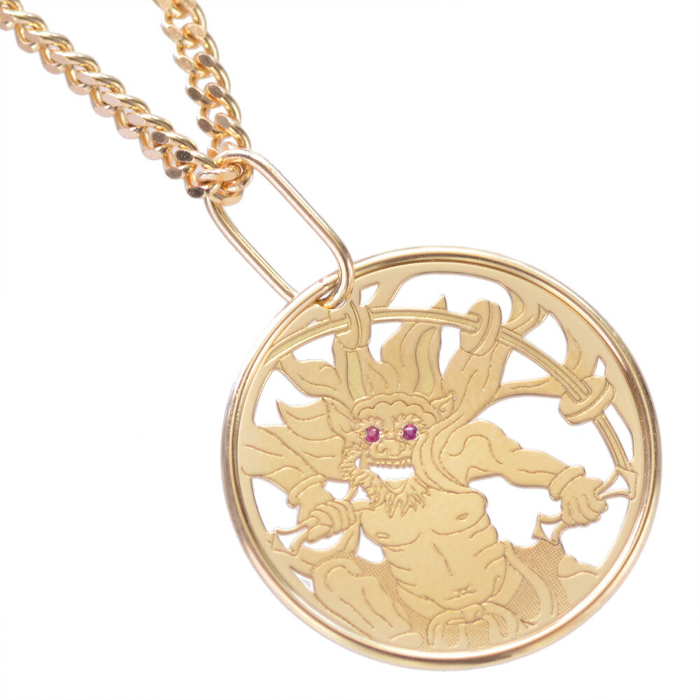 【マラソン期間限定★10%OFFクーポン】18金 喜平 ネックレス 18金 メンズ K18 18K ゴールド メンズネックレス 雷神 ルビー 徳力 10g 50cm 喜平ネックレス付き メンズチェーンネックレス 刻印入り 男性 カラーストーン プレゼント ギフト
