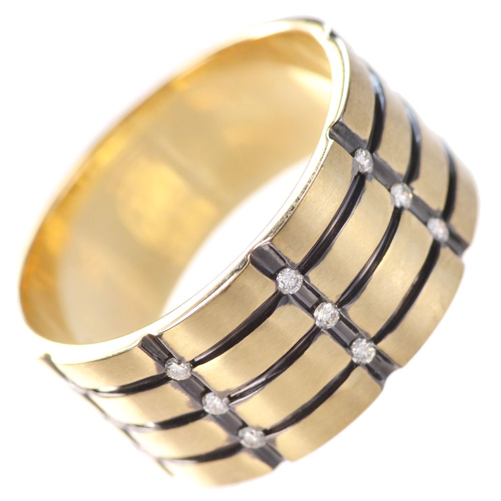 【マラソン期間限定★10%OFFクーポン】指輪 メンズリング 18金 K18 18K ダイヤモンド リング ブラックメッキ ゴールド メンズ 幅広 リング 18K イエローゴールド 日本製 刻印入り 鑑別書付き 男性 シンプル 30代 40代 50代 60代|アクセサリーマート