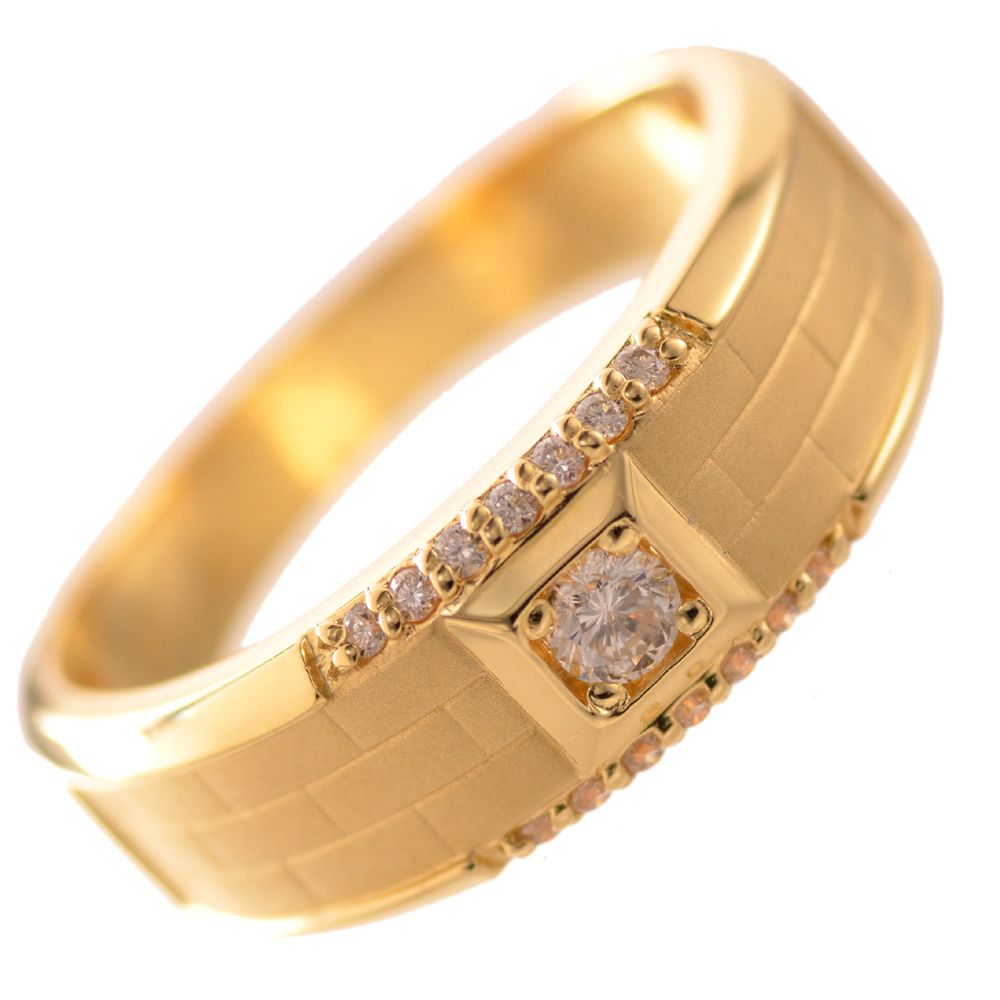【マラソン期間限定★10%OFFクーポン】指輪 メンズリング 18金 K18 18K イエローゴールド ダイヤモンド 一粒 メンズ リング 艶消しリング 男性 日本製 刻印入り 鑑別書付き シンプル 30代 40代 50代 60代|アクセサリーマート
