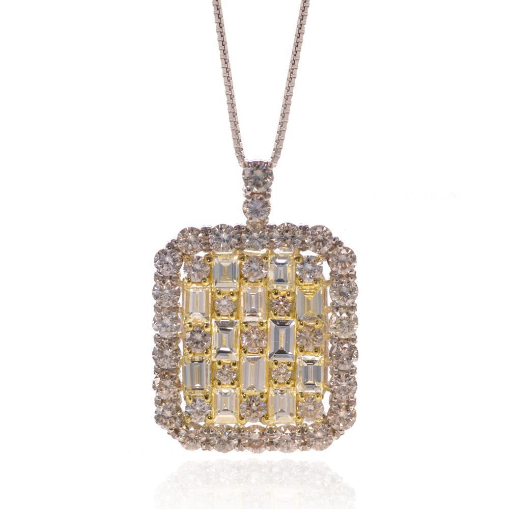 【マラソン期間限定★10%OFFクーポン】ネックレス レディース プラチナ 18金 K18 18K バゲットカット ダイヤモンド 3カラット ダイヤモンドネックレス イエローゴールド Pt950 日本製 刻印入り 鑑別書付き