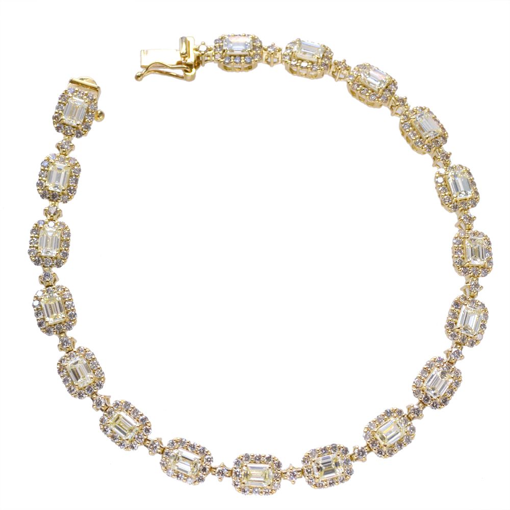 【マラソン期間限定★10%OFFクーポン】ブレスレット メンズ K18 18K ダイヤモンド 6.80カラット 18金 エメラルドカット ダイヤモンドブレスレット ゴールド レディース 男女兼用 ユニセックス 日本製 刻印入り 鑑別書付き シンプル【人気アイテム】【動画あり】|アクセサリーマート