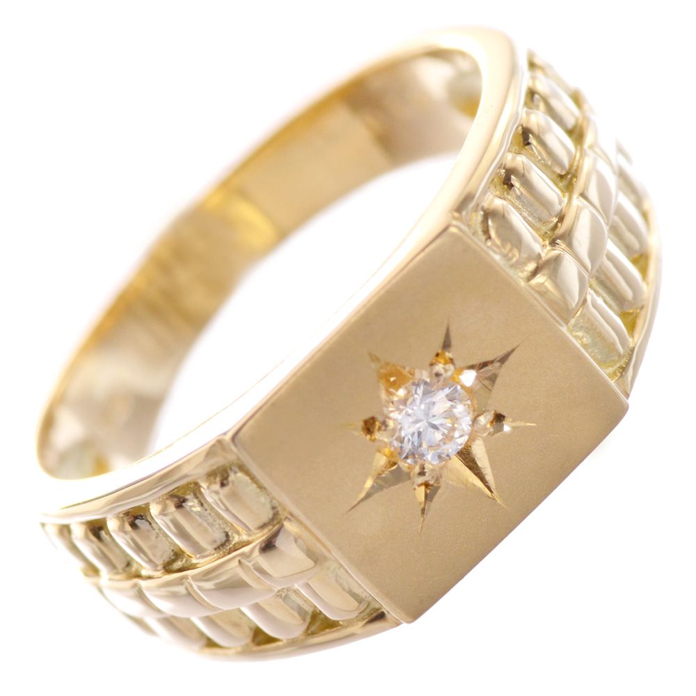【マラソン期間限定★10%OFFクーポン】指輪 メンズリング 18金 K18 ゴールド 18K 印台 リング ダイヤモンド 後光留め 幅広 シグネットリング 男性 日本製 刻印入り 鑑別書付き シンプル 30代 40代 50代 【人気アイテム】