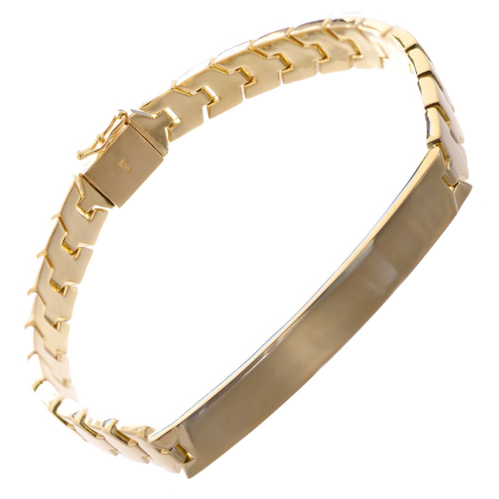 【マラソン期間限定★10%OFFクーポン】ブレスレット メンズ 18金 K18 18K ゴールド 地金ブレスレット 21cm プレート 日本製 刻印入り シンプル プレゼント ギフト｜アクセサリーマート