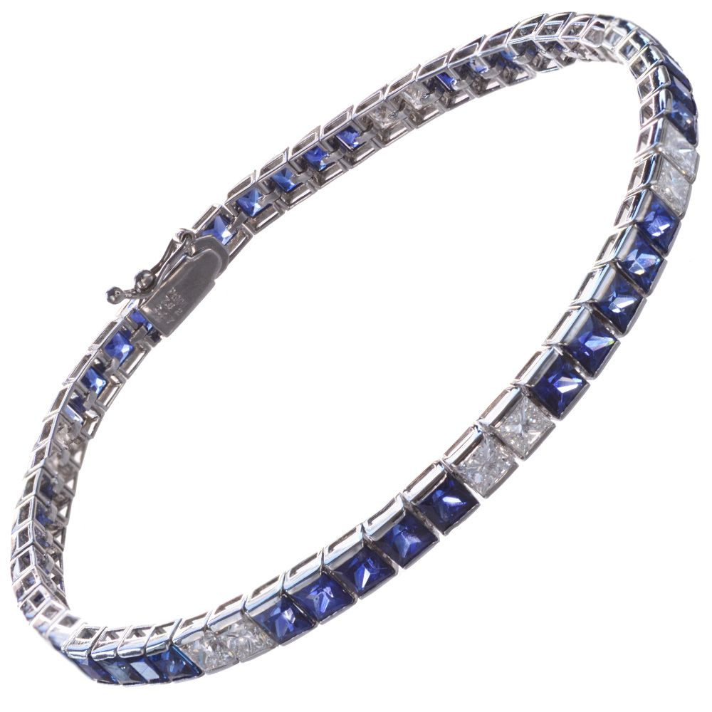 ブルーサファイア　ダイヤモンド　ブレスレット 楽天市場】ブルーサファイア 4.24ct ダイヤモンド 1.1ct テニス