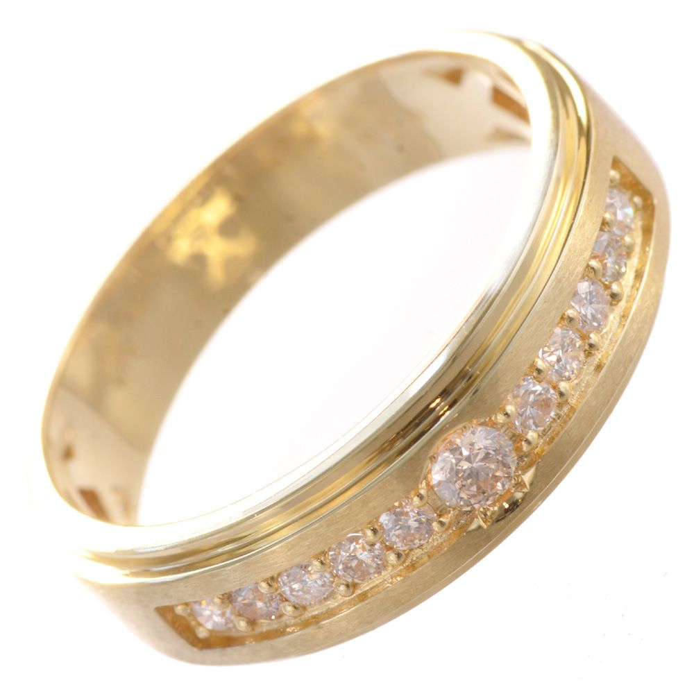【マラソン期間限定★10%OFFクーポン】指輪 メンズリング 18金 K18 18K ダイヤモンド イエローゴールド シンプル 艶消し 日本製 刻印入り 鑑別書付き 30代 40代 50代 60代｜アクセサリーマート