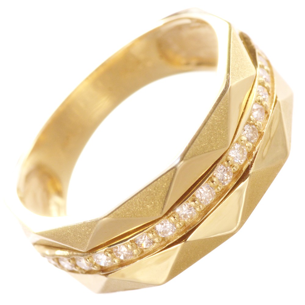 【マラソン期間限定★10%OFFクーポン】指輪 メンズリング 18金 K18 18K ダイヤモンド イエローゴールド 幅広 スタッズ シンプル 艶消し 日本製 刻印入り 鑑別書付き 30代 40代 50代 60代 【人気アイテム】|アクセサリーマート