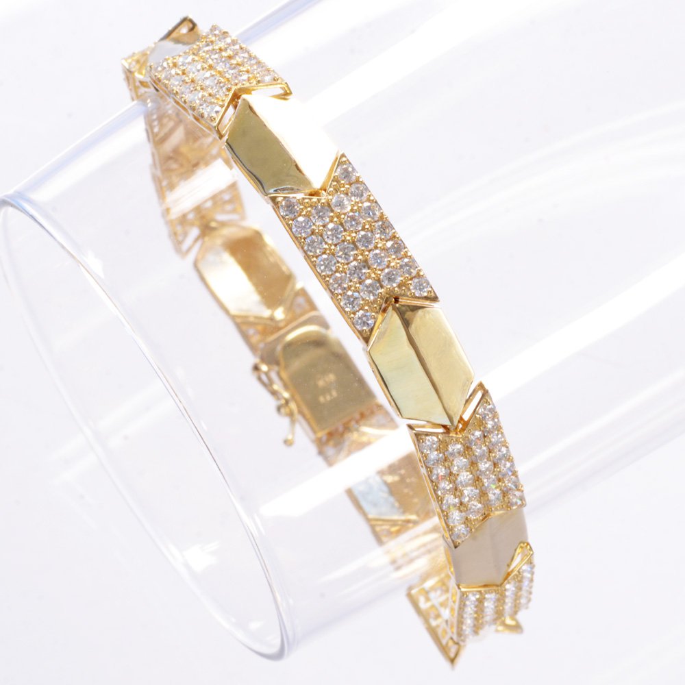 【マラソン期間限定★10%OFFクーポン】ブレスレット メンズ K18 18K ダイヤモンド 5カラット 18金 ゴールド 日本製 刻印入り 鑑別書付き シンプル プレゼント ギフト｜アクセサリーマート